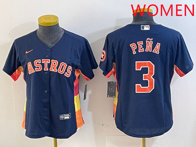 Women Houston Astros 3 Pena Blue City Edition 2025 Nike MLB Jersey style 1